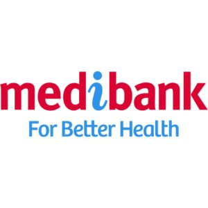 medibank logo: 'medibank' in red with a blue 'i', and 'For Better Health' in blue below, on a white background